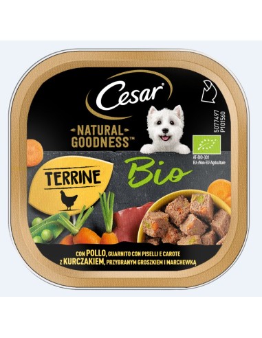 Cesar Natural Goodness BIO Pollo Piselli e Carote 100g - Cibo Umido per Cani Cesar Natural Goodness BIO Pollo Piselli e Carote 100g - Cibo Umido per Cani